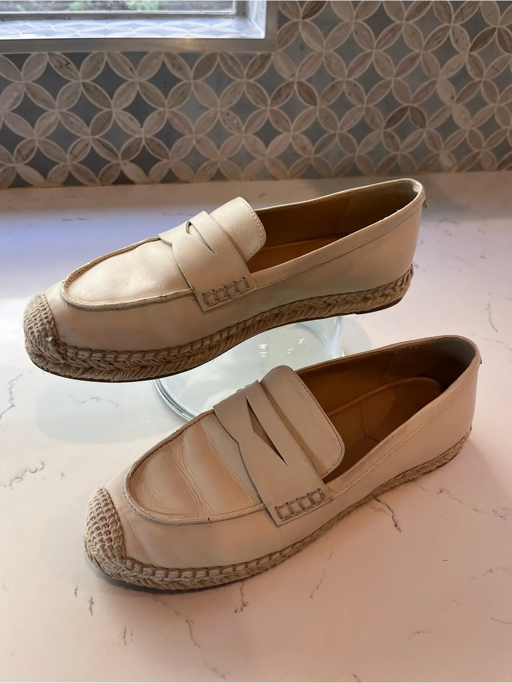 Sam Edelman Kai Cream Ivory Espadrille Penny Loafers Size 8